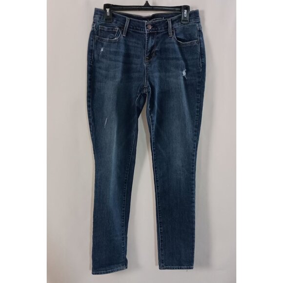 Old Navy Curvy Profile Distressed Straight Leg Jeans Women’s Size 6 Blue Denim - Picture 1 of 6